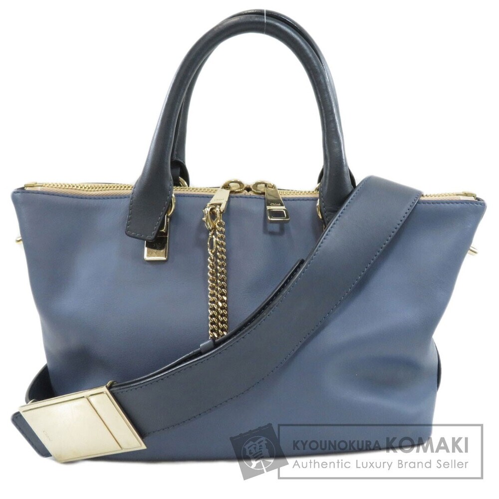 Chloe Baylee Two Tone Leather Tote Bag calfskin Blue